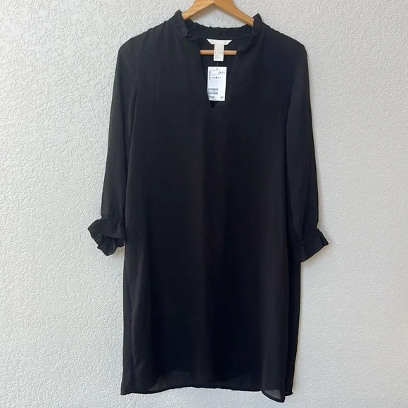NWT H and M Black Mini Long Sleeve Dress size 8 - Picture 3 of 9